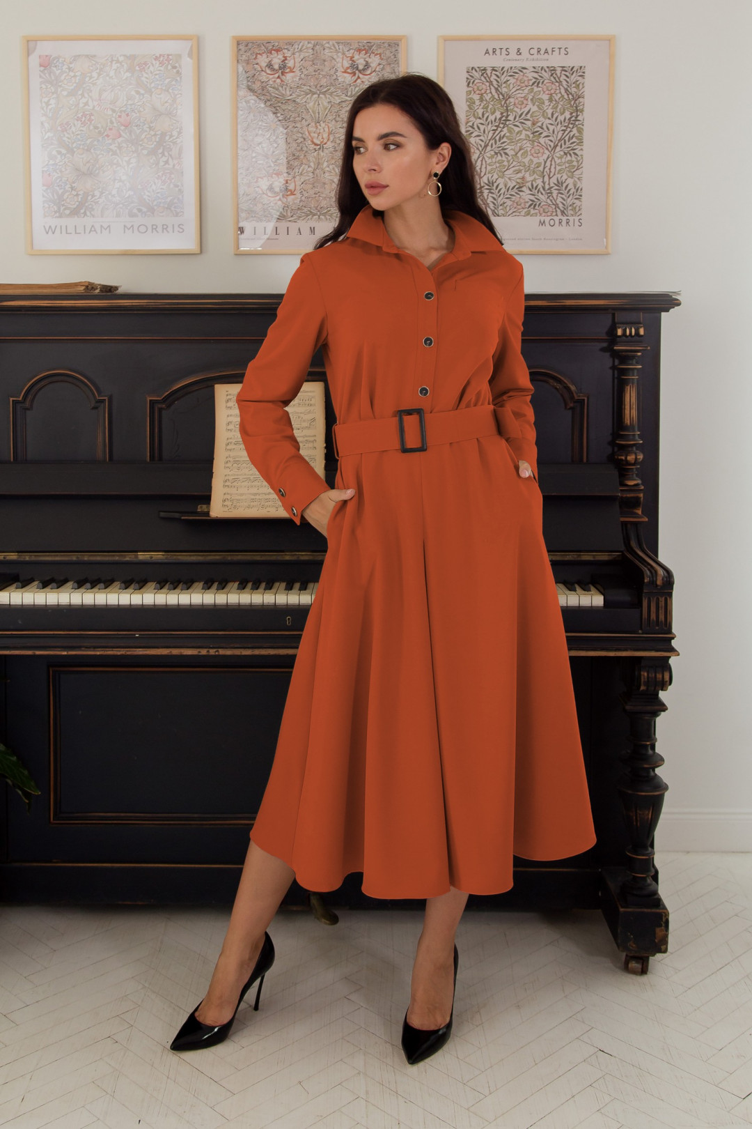 Платье ЛадисЛайн 1384 морковный